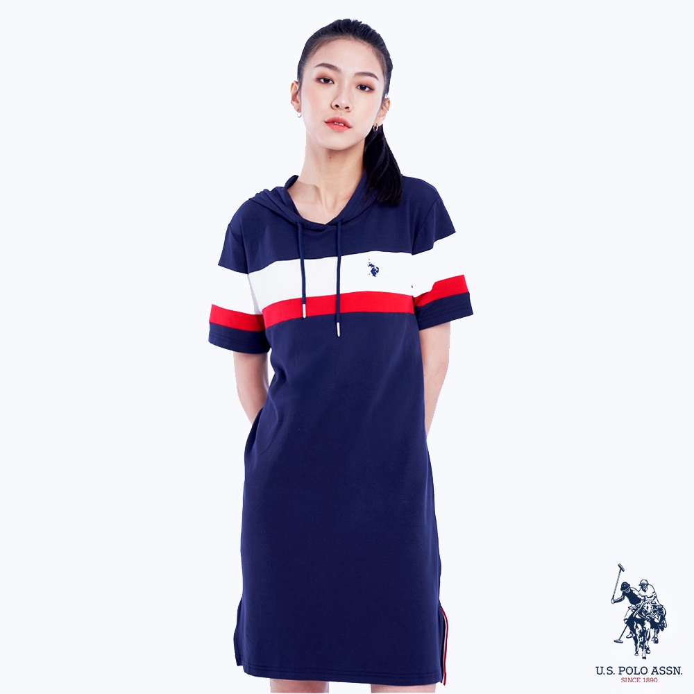 U.S. POLO ASSN. 女款品牌連帽裙-藏青色