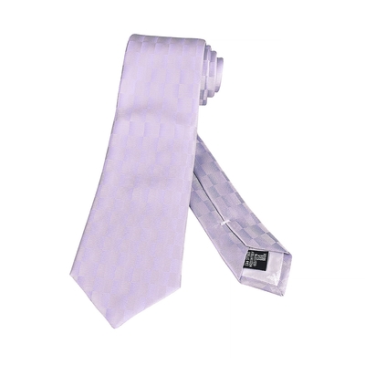 EMPORIO ARMANI刺繡老鷹LOGO漸層雙色格紋設計真絲領帶(寬版/淺紫x灰)
