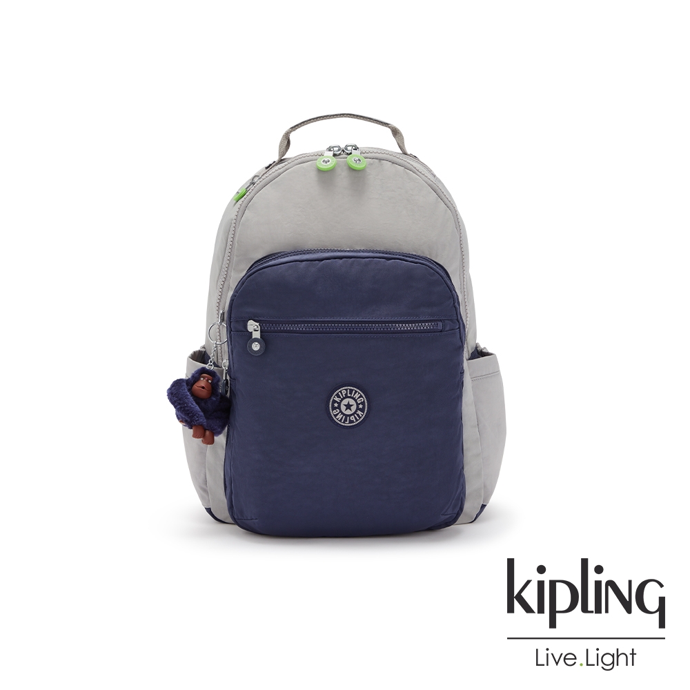 Kipling 率性深灰拼接機能手提後背包-SEOUL