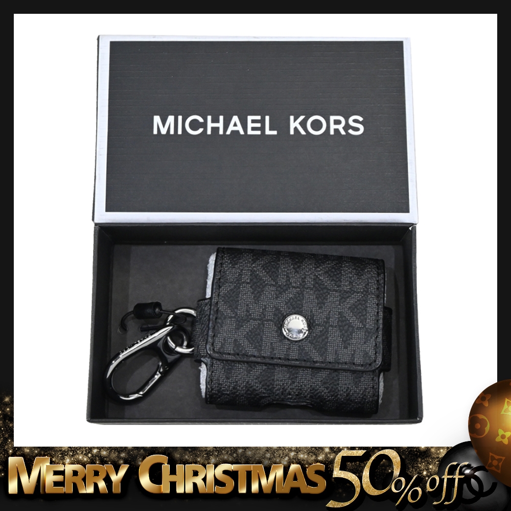MK MICHAEL KORS GIFTING滿版Airpods保護套禮盒(附扣環)-黑