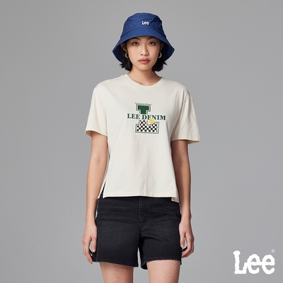 Lee 女款 造型大L短袖圓領T 淺卡其