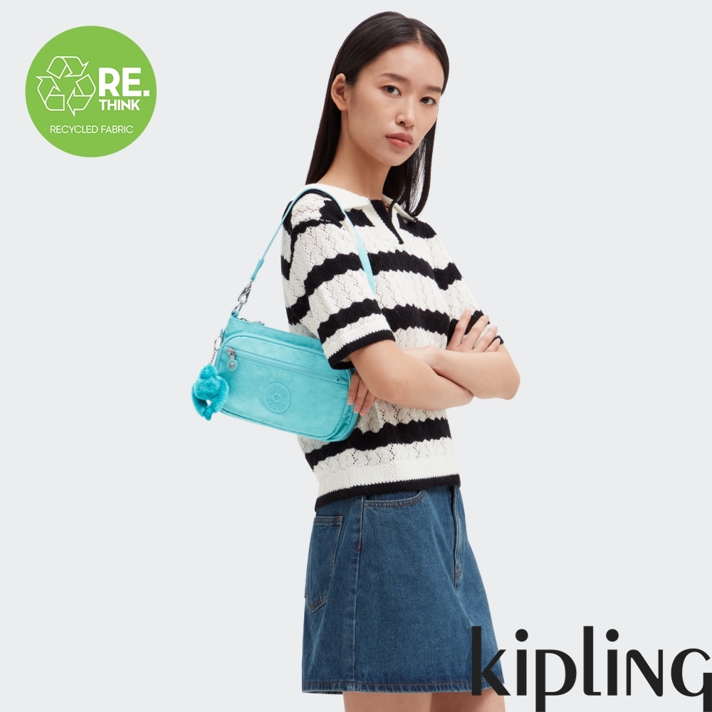 Kipling 質感湖水綠多袋收納手提斜背兩用包-MILOS UP