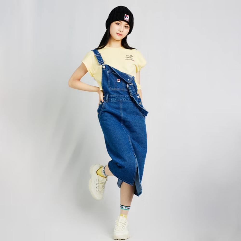 FILA #幻遊世界 女牛仔吊帶裙-藍色 5DRY-1448-BU