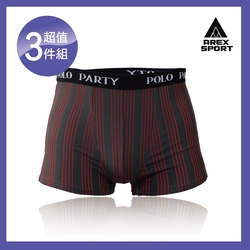 POLO PARTY (超值三件組) 男竹炭吸濕排汗四角褲休閒褲(M.L.XL.3L )男休閒平口內褲-台灣製四角褲