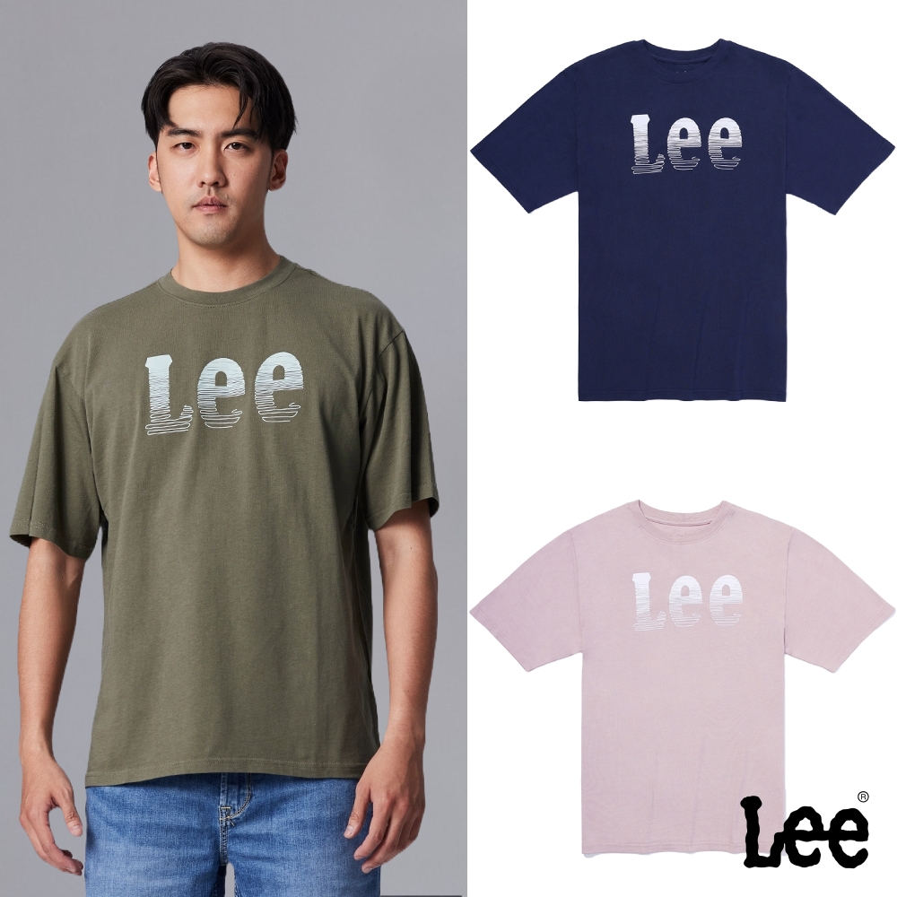 Lee 男款 線條層疊Logo短袖圓領T 三色｜Modern (軍綠)