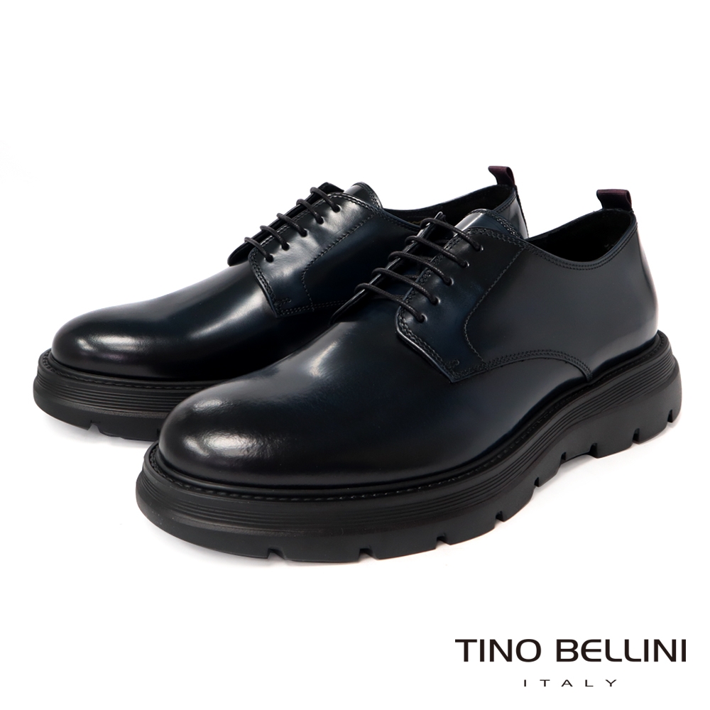 TINO BELLINI 男款 義大利進口牛皮圓頭輕量厚底綁帶紳士鞋HM2O020