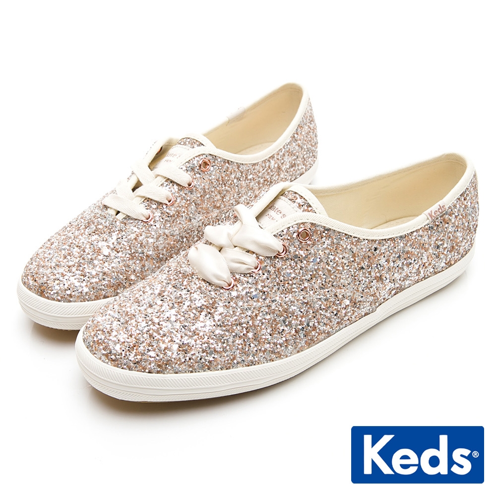 Keds x kate spade CHAMPION 婚禮休閒帆布鞋-金屬粉亮片