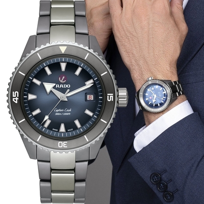 Rado 雷達錶 官方授權 Ceramic Diver 庫克船長陶瓷300米潛水機械腕錶-R32144202/43mm