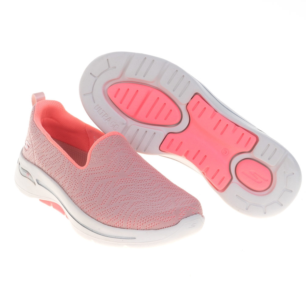 SKECHERS 女鞋健走系列GO WALK ARCH FIT 寬楦粉紅絲帶限定款