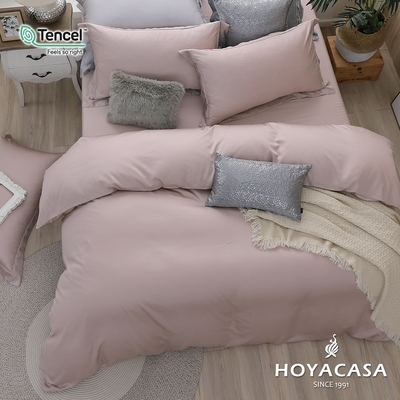 【HOYACASA】贈兩枕 法式簡約300織抗菌天絲兩用被床包組