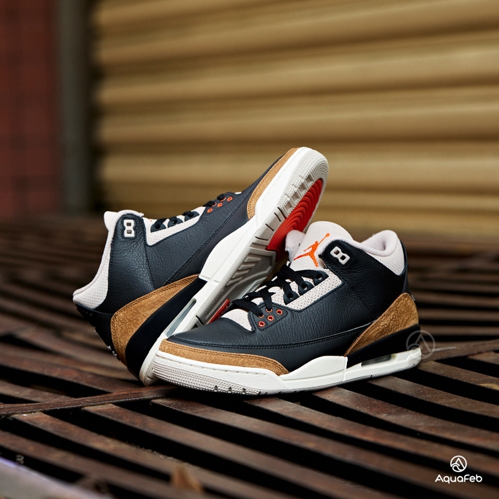 Air Jordan 3 Retro 男鞋黑色棕色AJ3 喬丹經典異材質休閒鞋籃球