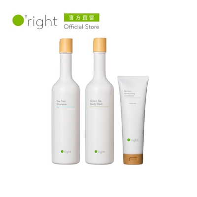 【夏日推薦組】O right 歐萊德 指定洗髮精400ml+ 綠茶沐浴乳400ml +指定護髮素250ml