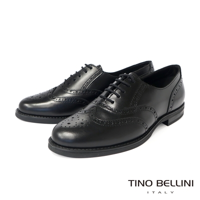 Tino Bellini 義大利進口經典雕花牛皮牛津鞋-黑