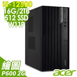 Acer Veriton VM4690G 雙碟商用電腦(i5-12500/16G/2TB+512G SSD/P600_2G/W11P)