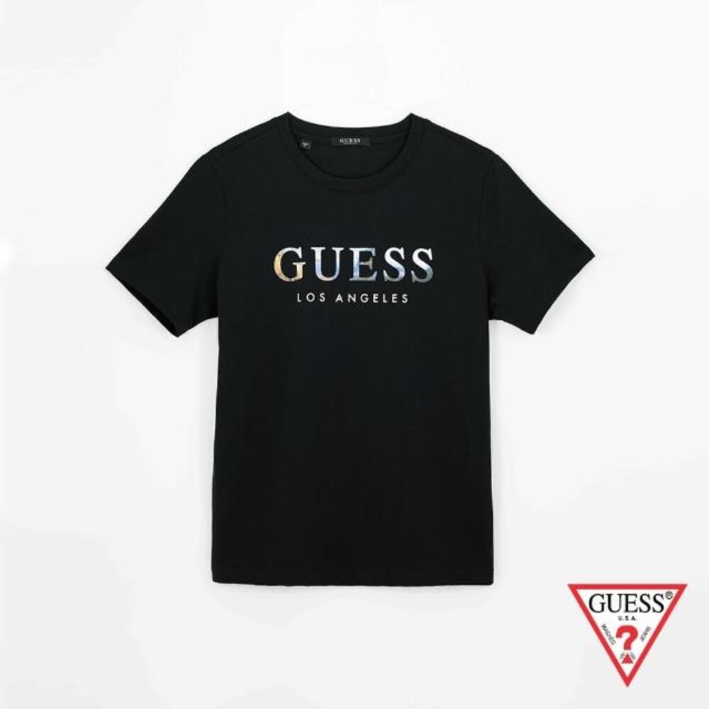 GUESS-男裝-美式風景經典LOGO短T-黑 原價1390