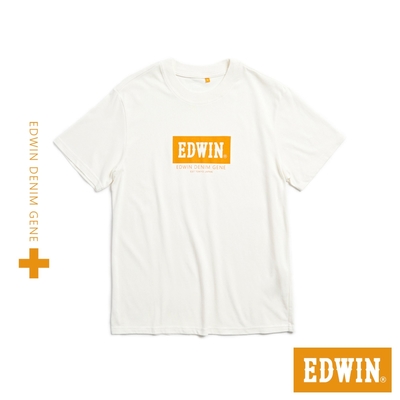 EDWIN PLUS+ 冰河玉涼感LOGO短袖T恤-男-米白色