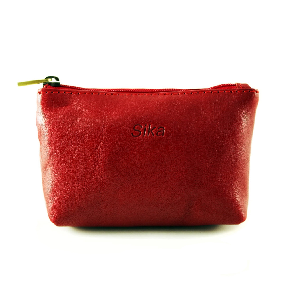 Sika - 義大利時尚真皮拉鍊零錢包A8228-04 - 魅惑紅