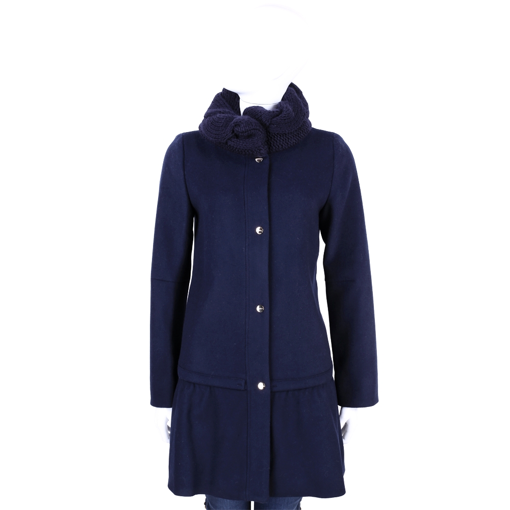 MARELLA-SPORT 深藍色毛線領羊毛釦式大衣