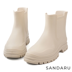 山打努SANDARU-雨靴 側拼接防滑底短筒雨靴-米