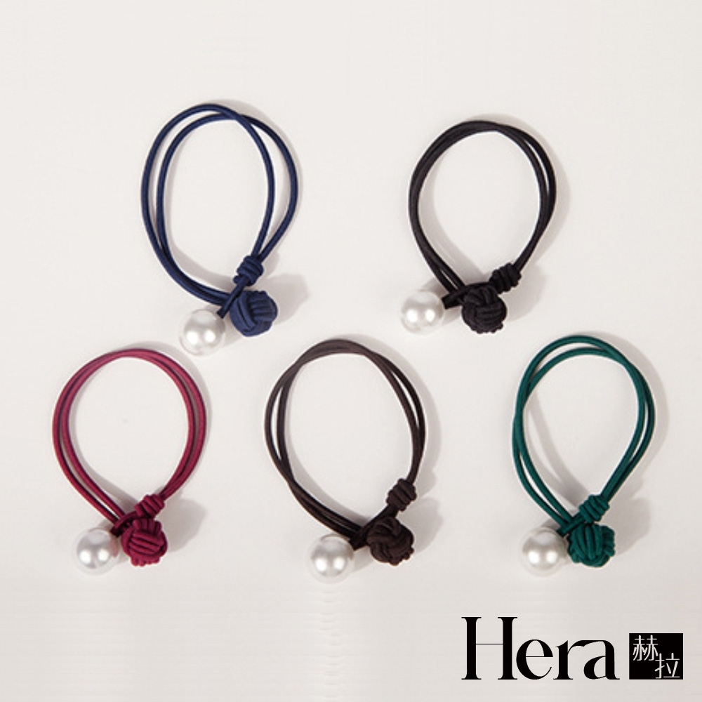 【HERA赫拉】小清新大珍珠雙層打結髮圈(五入組)(不挑色)