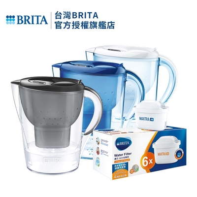 [共1壺7芯]德國BRITA Marella 馬利拉濾水壺 3.5L(含1芯)+去水垢濾芯6入