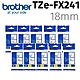 【10入組】brother TZe-FX241(可彎曲)纜線標籤帶 ( 18mm白底黑字 ) product thumbnail 2