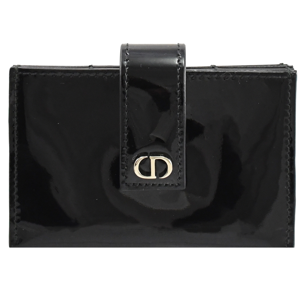 Christian Dior  30 MONTAIGNE 經典亮面漆皮風琴釦式卡片夾(黑)