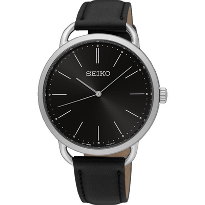 SEIKO 精工 SPIRIT 簡約美學個性石英腕錶-銀x黑-女錶(SUR233P1)38mm SK008