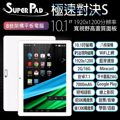 加碼贈專屬保護殼套 SuperPad 極速對決S 10.1吋四核心玩家版平板電腦 (2G/16G)