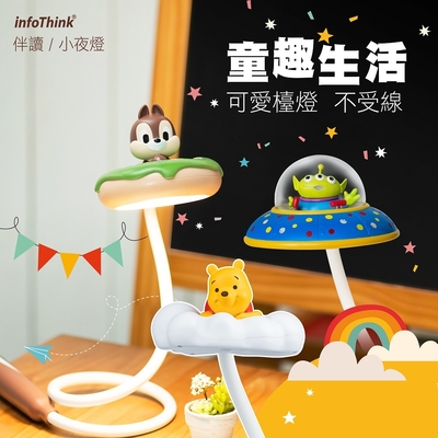 InfoThink 迪士尼系列USB充電可彎曲造型檯燈 - 小熊維尼/三眼怪/奇奇系列 任選一入