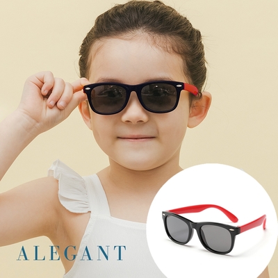ALEGANT豔陽紅中性兒童專用輕量彈性太陽眼鏡│UV400太陽眼鏡