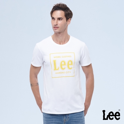 Lee 男款 方框大Logo短袖圓領T 白