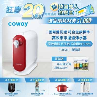 Coway奈米高效淨水器P-250N DIY組+一年份濾芯組