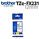 brother TZe-FX231 (可彎曲)纜線標籤帶 ( 12mm 白底黑字 ) product thumbnail 1