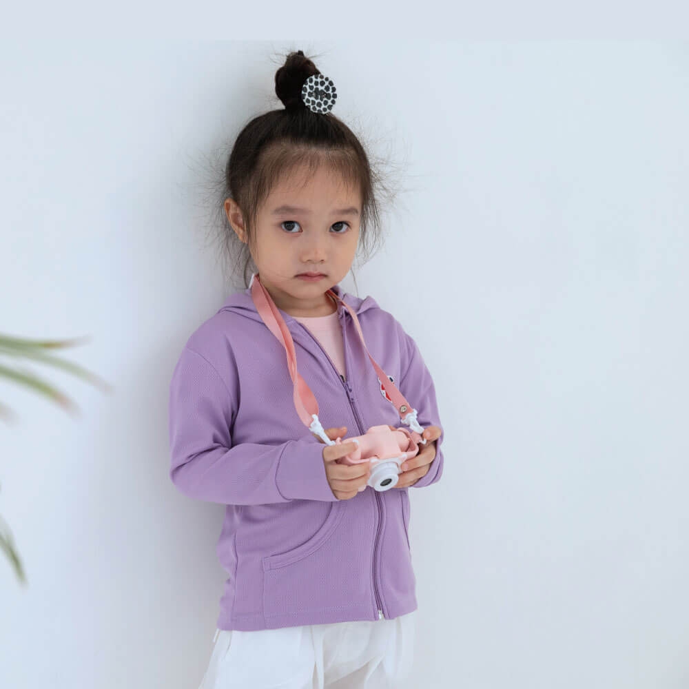 貝柔高透氣抗UV防曬外套-兒童連帽 (粉紫色)