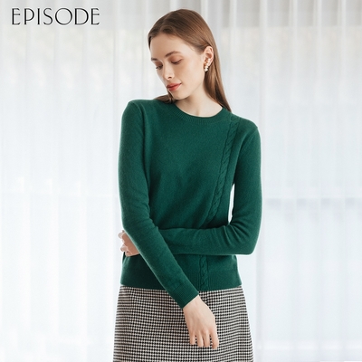 EPISODE - 百搭柔軟舒適修身羊絨針織衫125X59（綠）