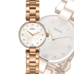 RADO 雷達錶 官方授權 Coupole系列 新時代時尚真鑽女錶-R22855923 玫瑰金/27mm