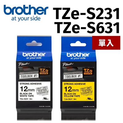 【單入】brother TZe-S231 TZe-S631 超黏性護貝標籤帶 12mm
