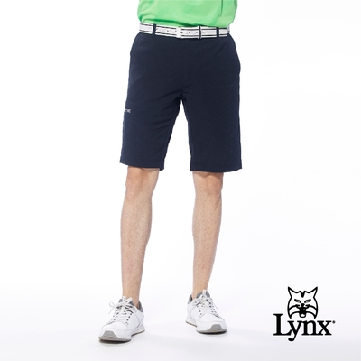 【Lynx Golf】男款吸濕快乾透氣環保素材側袋設計平口休閒短褲-黑色