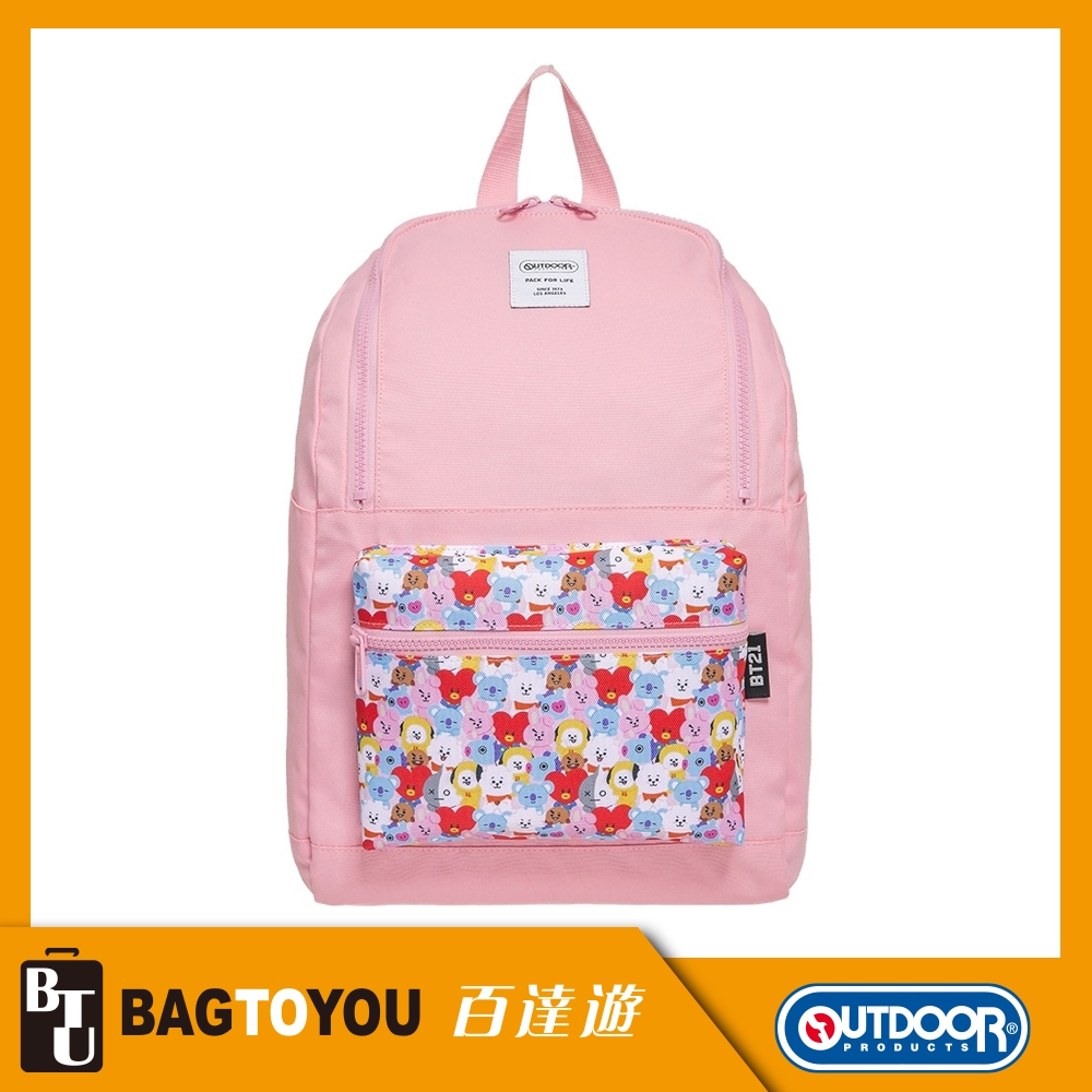 『官方正品』【OUTDOOR】宇宙明星BT21-全員集合後背包-粉紅色 ODBT19E03PK