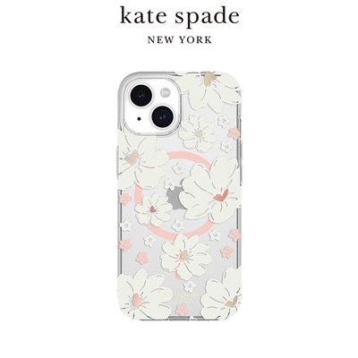 【kate spade】iPhone 15 MagSafe 精品手機殼 純白牡丹