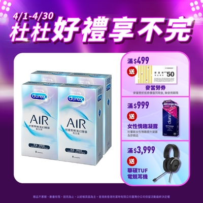 【Durex杜蕾斯】 AIR輕薄幻隱裝保險套8入x4盒（共32入）