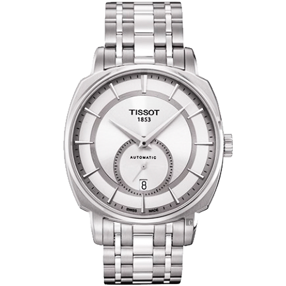 TISSOT 天梭 官方授權 T-Lord 獨立小秒針機械腕錶 新春送禮-銀/40mm T0595281103100