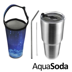 AquaSoda 304不鏽鋼雙層保溫保冰杯 (提袋組)
