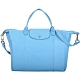 LONGCHAMP Le pliage Cuir 短把皮革摺疊兩用包(中/水藍色) product thumbnail 1