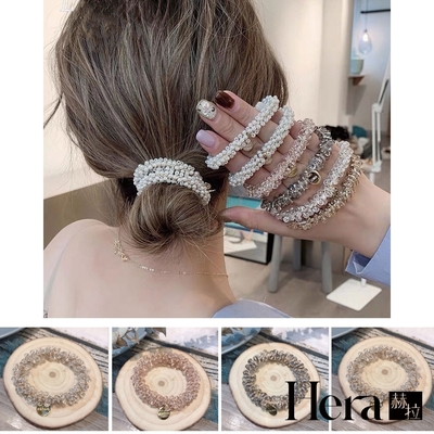 【Hera 赫拉】 韓國水晶珍珠丸子頭頭繩/髮圈-4款