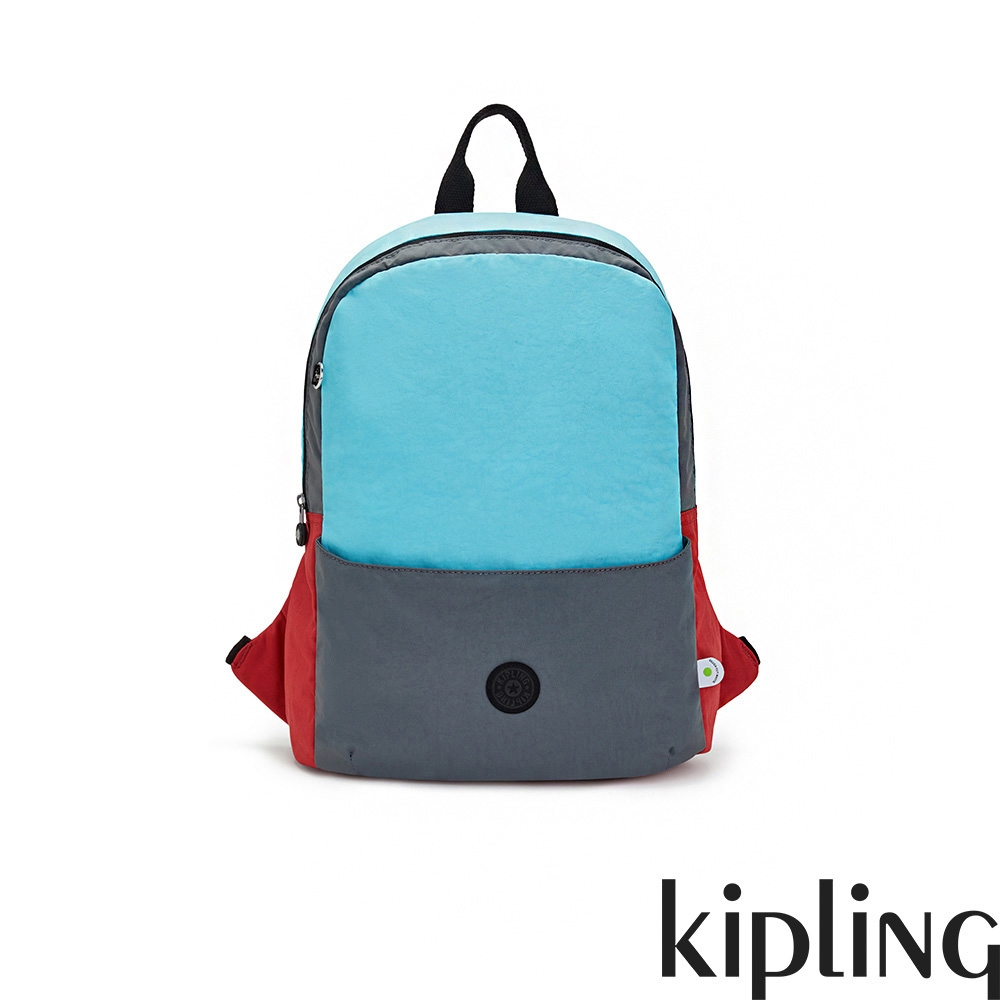 Kipling 個性藍撞色設計經典實用後背包-SONNIE