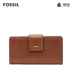 FOSSIL Logan 真皮系列拉鍊零錢袋設計中夾-咖啡色 SL7830200