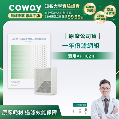 Coway 原廠一年份濾網【高效雙禦型 AP-1821F】