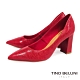 Tino Bellini巴西進口氣勢不凡壓紋牛皮高跟鞋_紅 product thumbnail 1